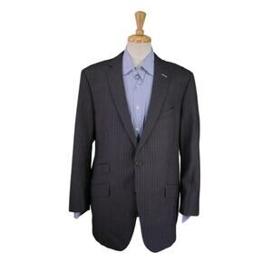 Sebastien Grey Clothiers Bespoke Gray Pinstripe 2-Btn Wool Blazer Jacket 46R